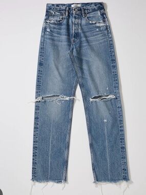Moussy Vintage MV Viola Wide Straight Button Fly Jean Distressed Size 31